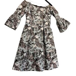 Theia size 8 metallic floral great condition puff sleeved dress